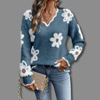 Women's Jumper | Elegant V-Neck, Floral Design, Soft Fabric 5
