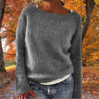 Women's Jumper | Textured Knit, Boat Neck, Relaxed Fit, Long Sleeve 3