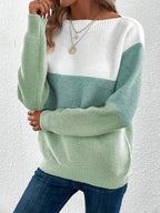 Women's Jumper | Three-Colour Patchwork, Soft Knit, Relaxed Fit 1