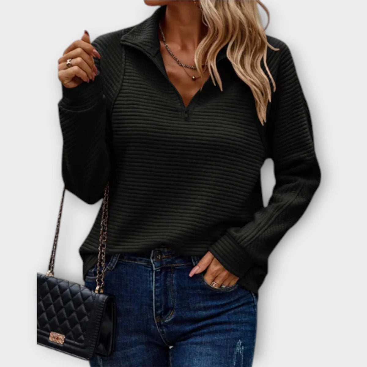 Women's Jumper | V-Neck Zipper, Comfortable Fit, Versatile Style 0