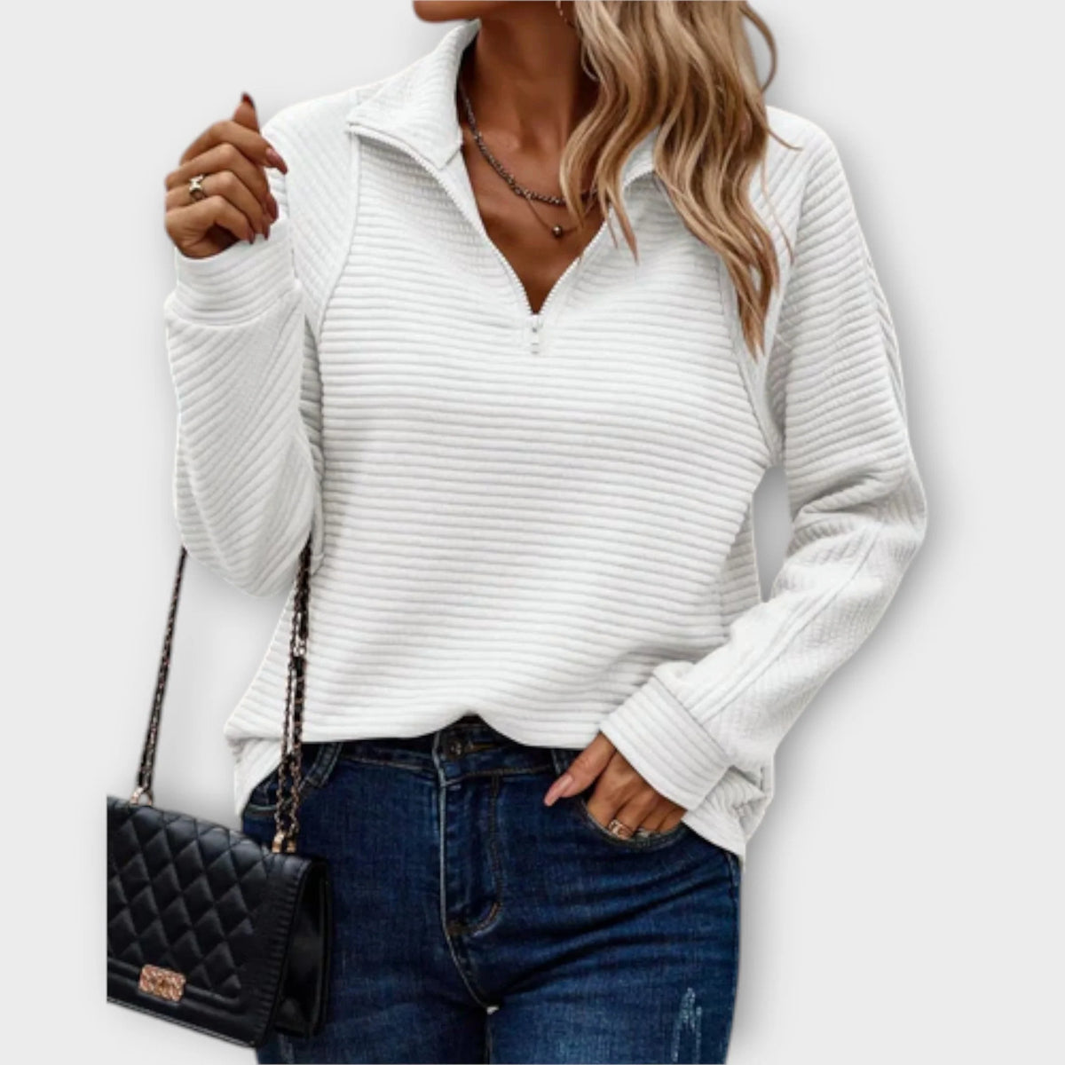 Women's Jumper | V-Neck Zipper, Comfortable Fit, Versatile Style 2
