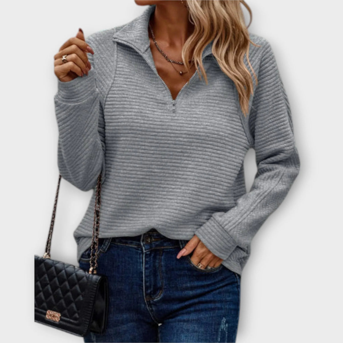Women's Jumper | V-Neck Zipper, Comfortable Fit, Versatile Style 3