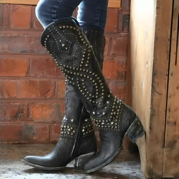 Women's Knee High Boots | Pointed Toe, Mid Block Heel, Orthopaedic Support 0