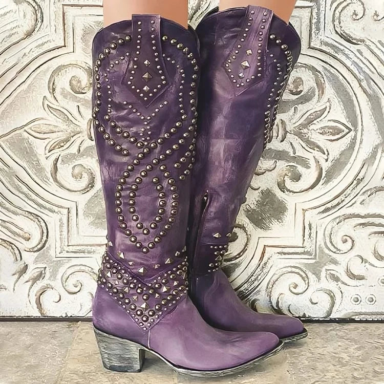 Women's Knee High Boots | Pointed Toe, Mid Block Heel, Orthopaedic Support 1