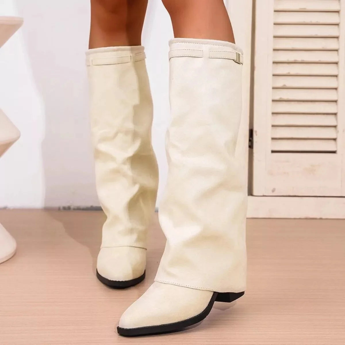 Women's Knee High Boots | Slouchy Shaft, Rounded Toe, Low Heel, Black 1