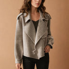 Women's Leather Biker Jacket | Cropped, Asymmetric Zip, Relaxed Fit 0