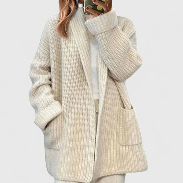 Women's Long Cardigan | Comfortable Knit, Ribbed Design, Functional Pockets 3