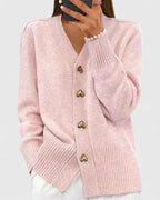 Women's Long Cardigan | Elegant Heart Button Accents, Soft Drape, Classic Fit 0