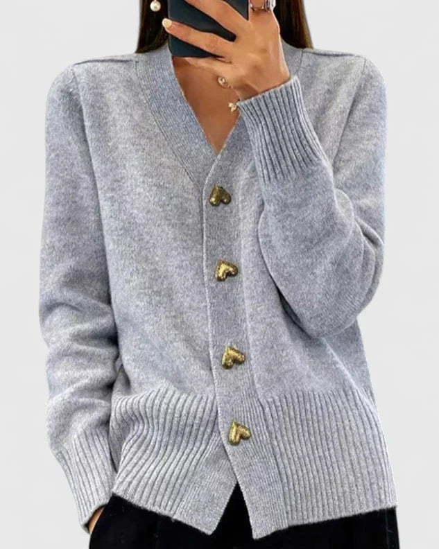 Women's Long Cardigan | Elegant Heart Button Accents, Soft Drape, Classic Fit 2