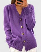 Women's Long Cardigan | Elegant Heart Button Accents, Soft Drape, Classic Fit 3