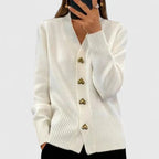 Women's Long Cardigan | Elegant Heart Button Accents, Soft Drape, Classic Fit 5