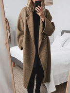 Women's Long Tailored Overcoat | Classic Design, Regular Fit, Cotton Blend 4