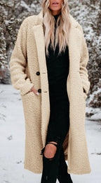 Women's Long Teddy Coat | Soft Texture, Knee-Length, Relaxed Fit 0