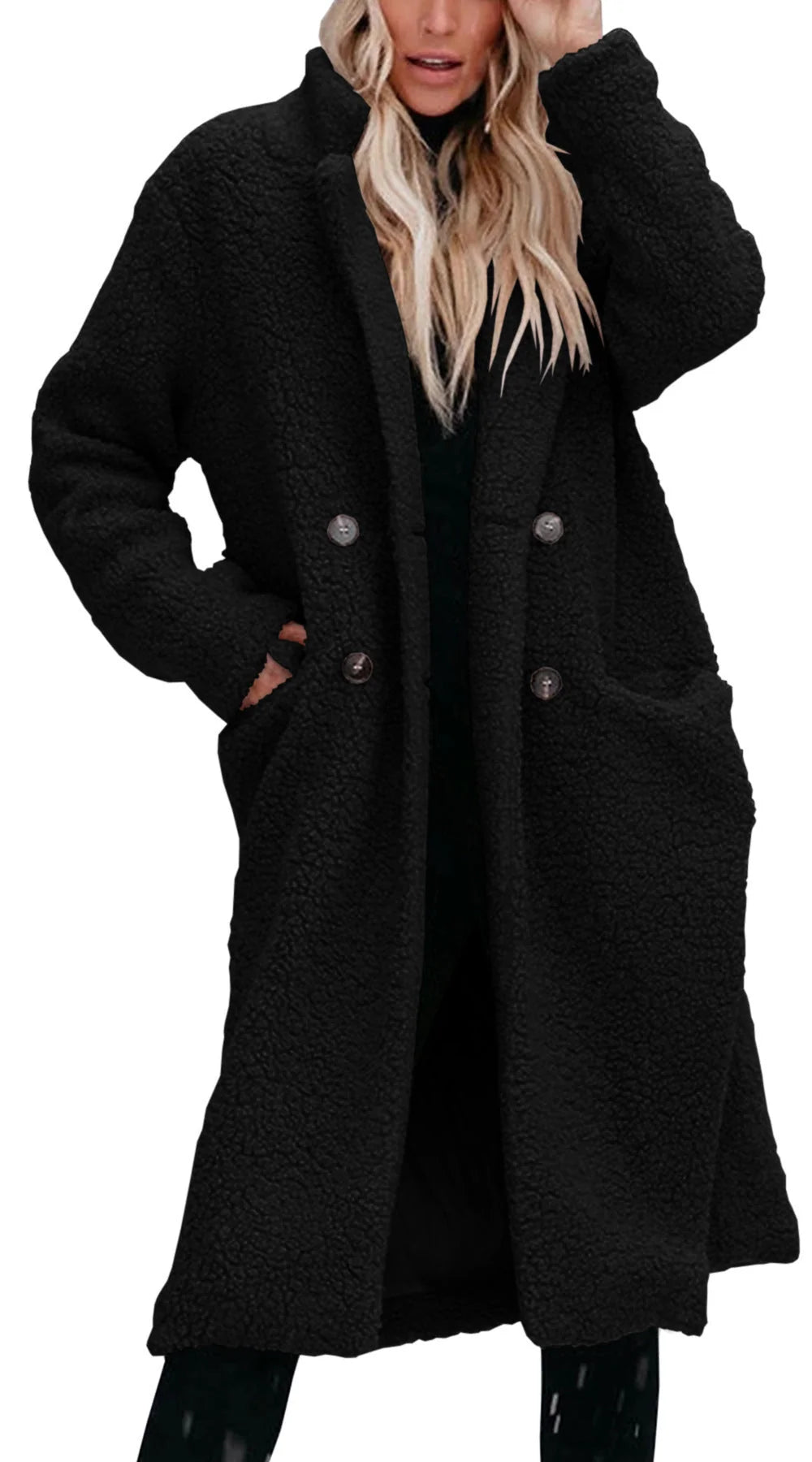 Women's Long Teddy Coat | Soft Texture, Knee-Length, Relaxed Fit 1