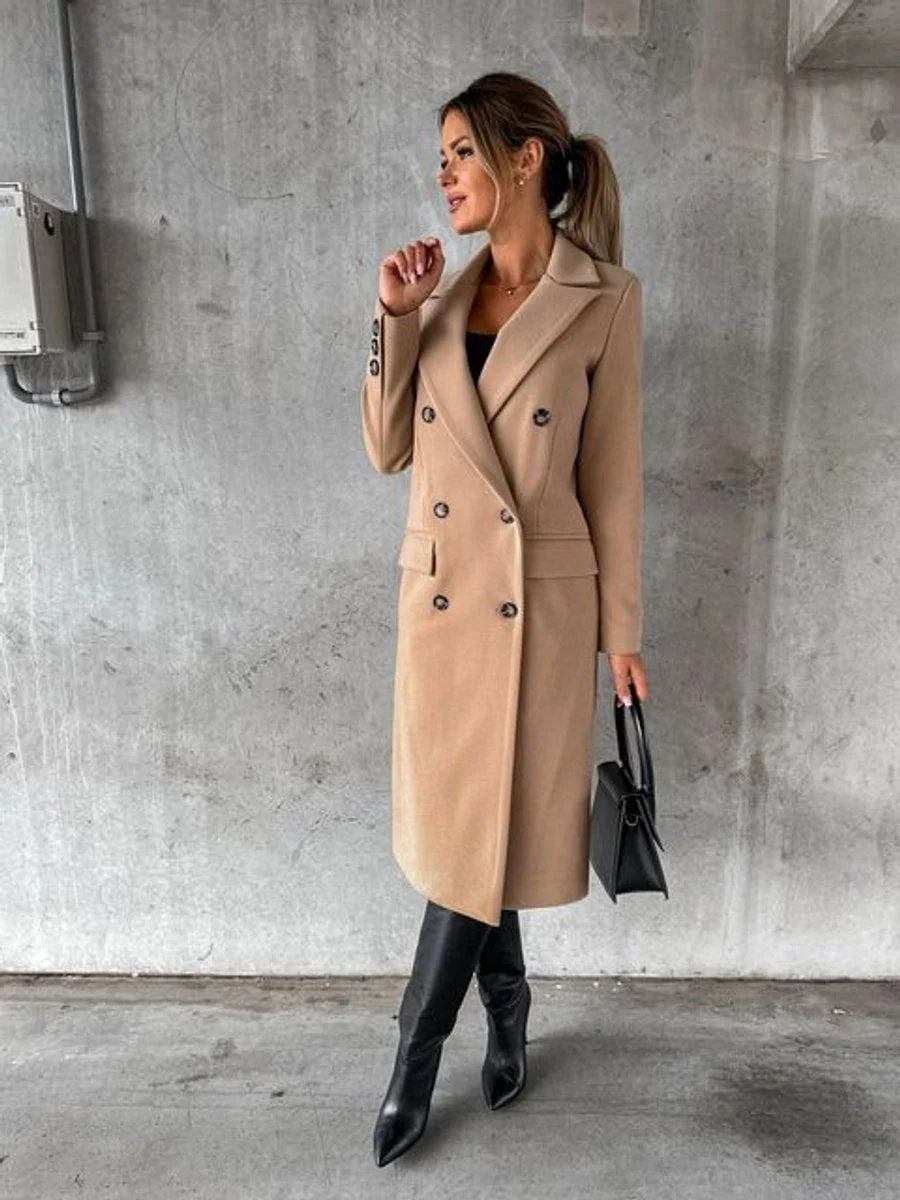 Women's Longline Coat | Double-Breasted, Knee-Length, Perfect for Winter 2