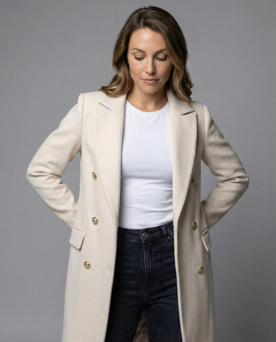 Women's Longline Coat | Double-Breasted, Knee-Length, Perfect for Winter 5