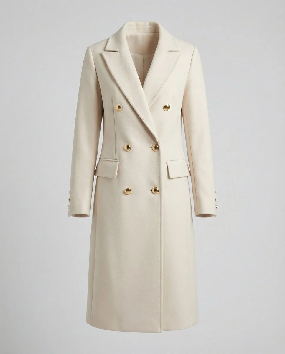 Women's Longline Coat | Double-Breasted, Knee-Length, Perfect for Winter 7