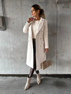 Women's Longline Coat | Double-Breasted, Knee-Length, Perfect for Winter 8