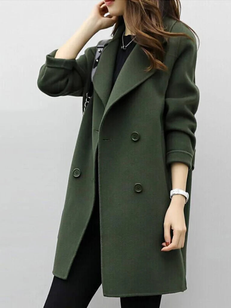Women's Longline Trench Coat | Double-Breasted, Sharp Lapels, Elegant Design 1