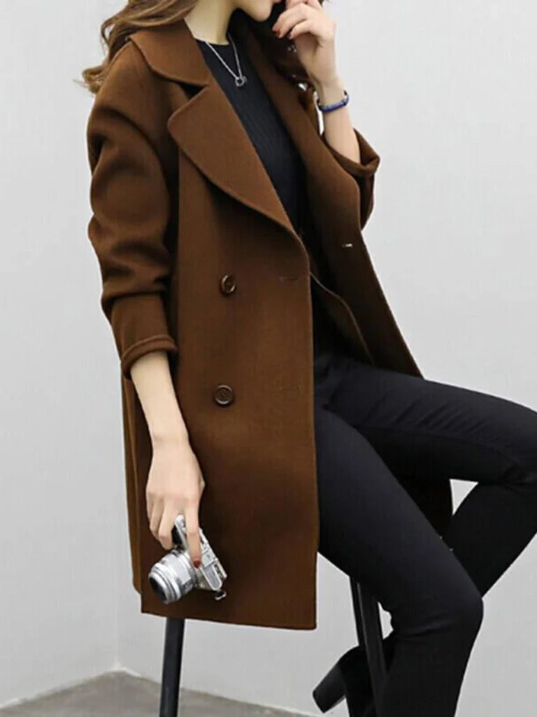 Women's Longline Trench Coat | Double-Breasted, Sharp Lapels, Elegant Design 3