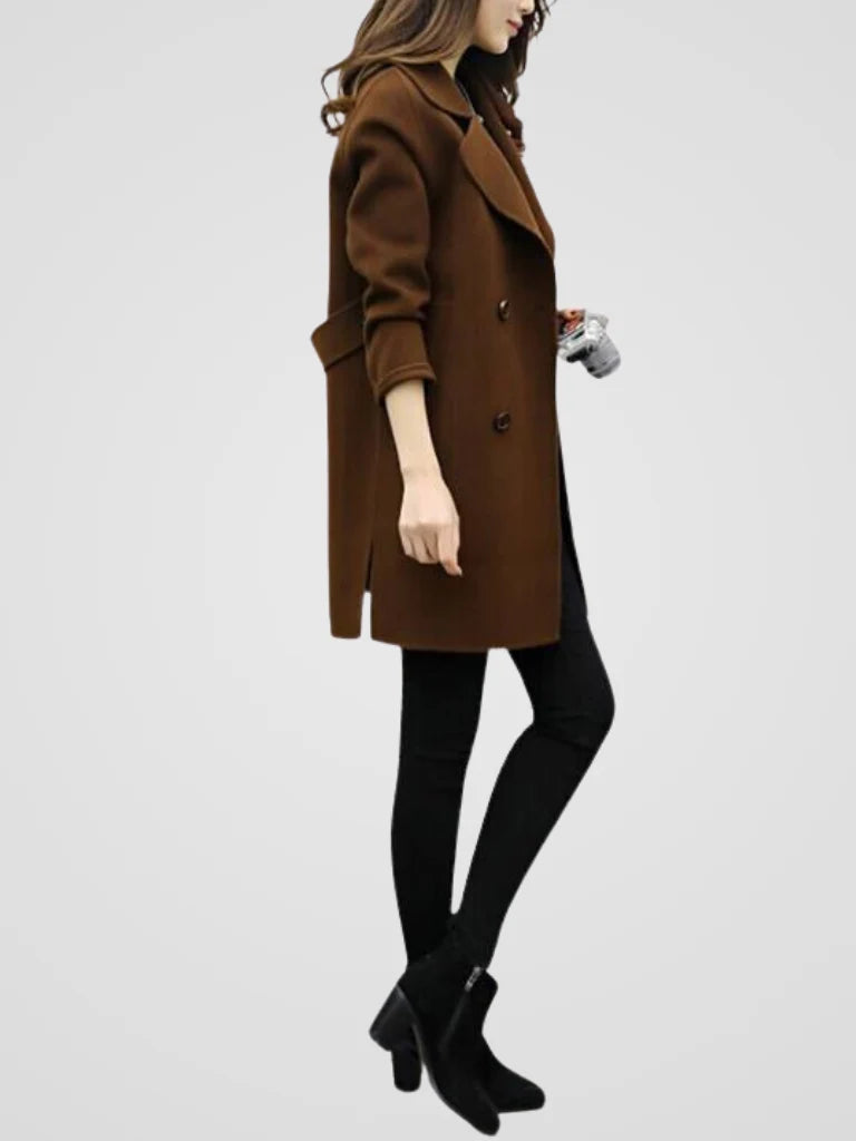Women's Longline Trench Coat | Double-Breasted, Sharp Lapels, Elegant Design 4