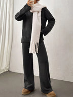 Women's Loungewear Set | Knitted Mock Neck Jumper and Wide-Leg Trousers 5