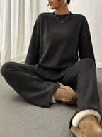 Women's Loungewear Set | Knitted Mock Neck Jumper and Wide-Leg Trousers 7