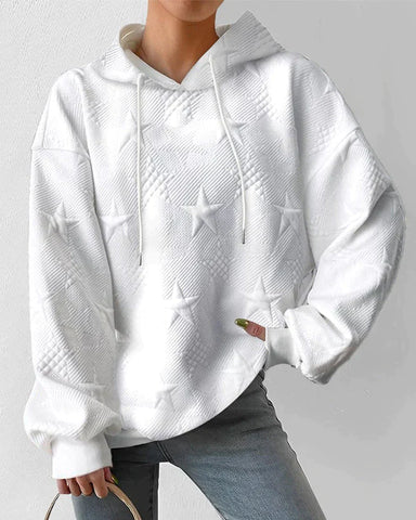 Women's Oversized Hoodie | Embossed Star Texture, Relaxed Fit, Drawstring Hood 2
