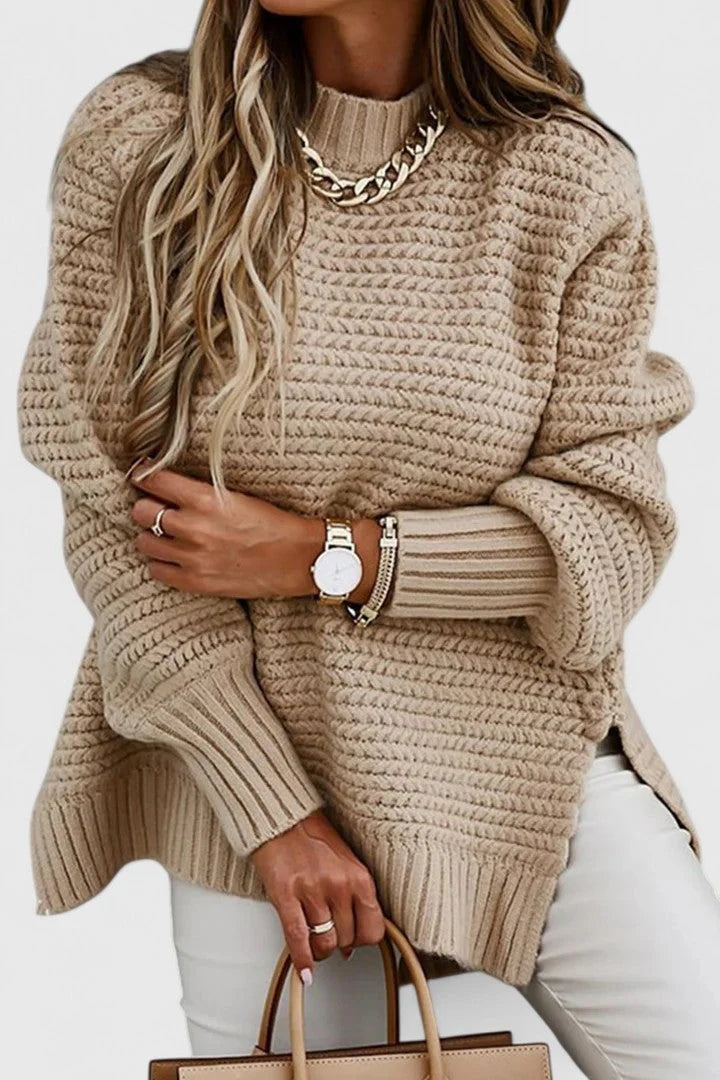 Women's Oversized Jumper | Comfortable Loose Fit, Slit Design, Classic O Neckline 0