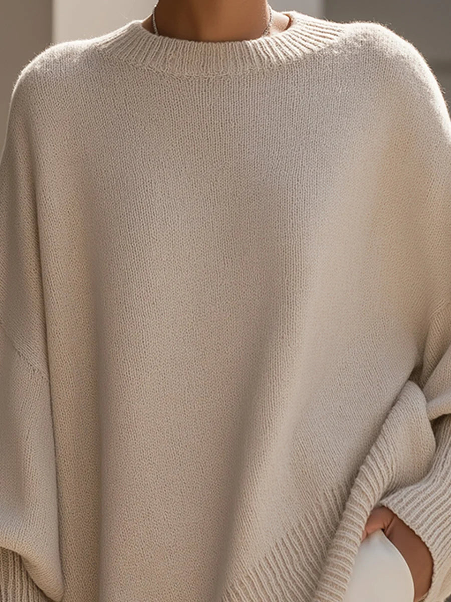 Women's Oversized Jumper | Soft Wool Blend, Asymmetrical Hem, Drop Shoulders 1