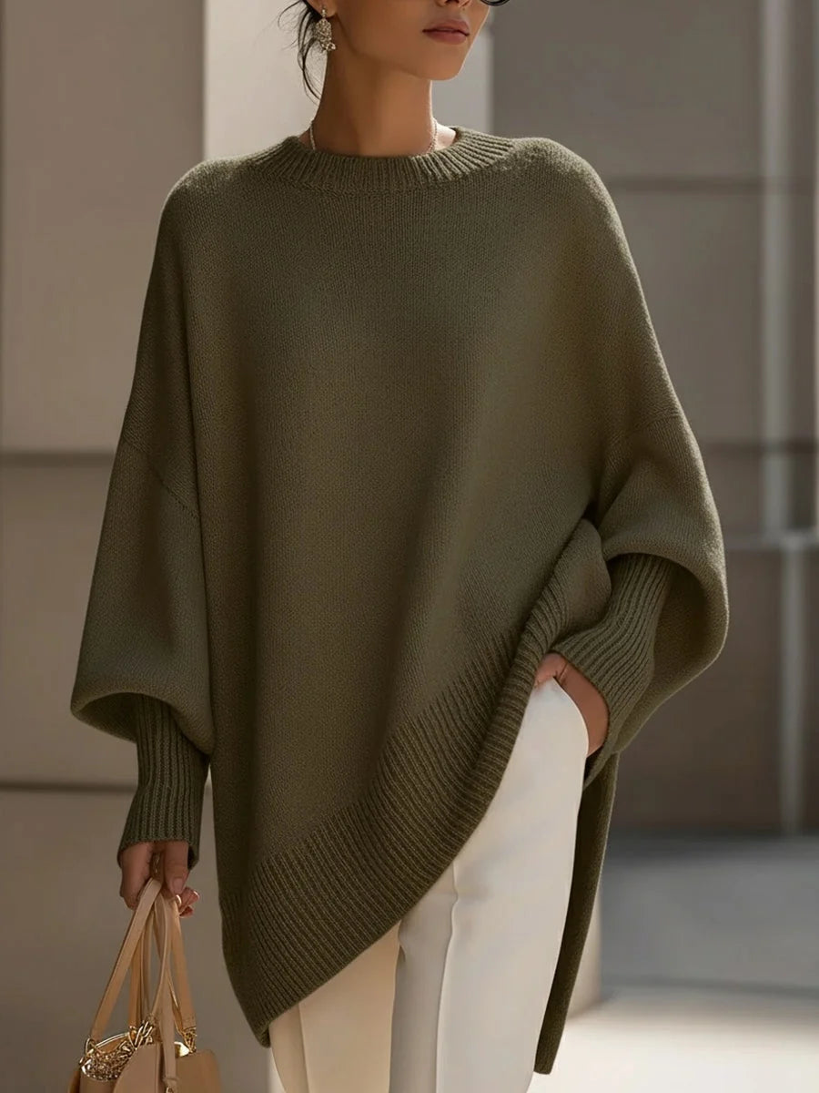 Women's Oversized Jumper | Soft Wool Blend, Asymmetrical Hem, Drop Shoulders 10