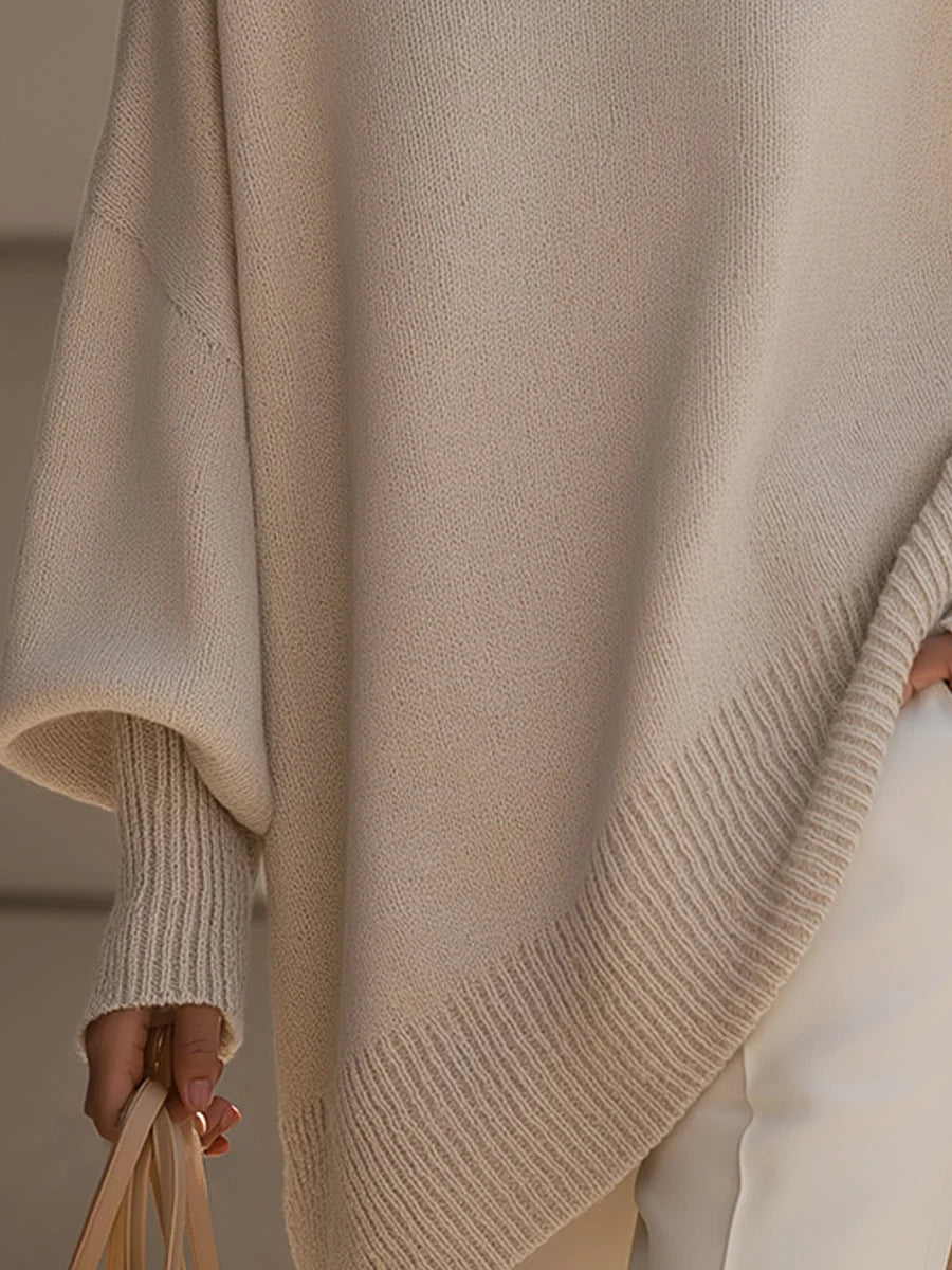 Women's Oversized Jumper | Soft Wool Blend, Asymmetrical Hem, Drop Shoulders 2