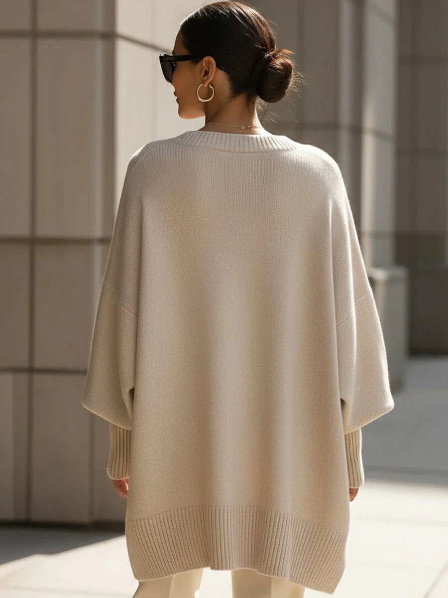 Women's Oversized Jumper | Soft Wool Blend, Asymmetrical Hem, Drop Shoulders 3