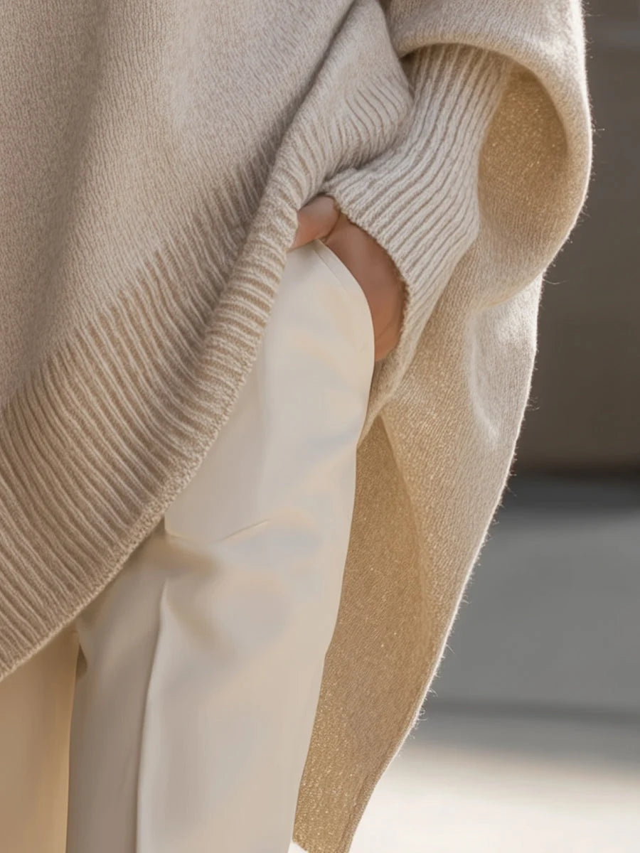 Women's Oversized Jumper | Soft Wool Blend, Asymmetrical Hem, Drop Shoulders 4