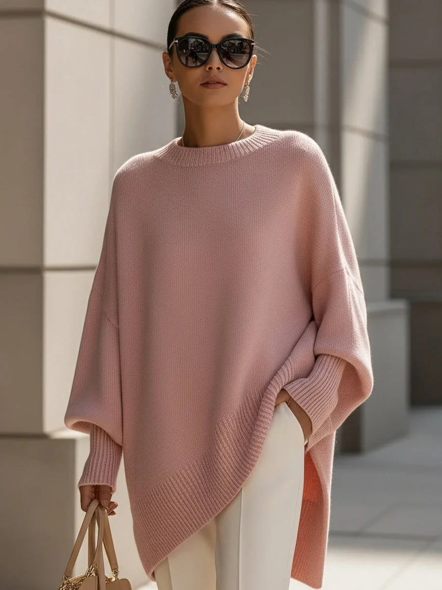 Women's Oversized Jumper | Soft Wool Blend, Asymmetrical Hem, Drop Shoulders 5