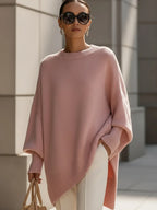 Women's Oversized Jumper | Soft Wool Blend, Asymmetrical Hem, Drop Shoulders 5
