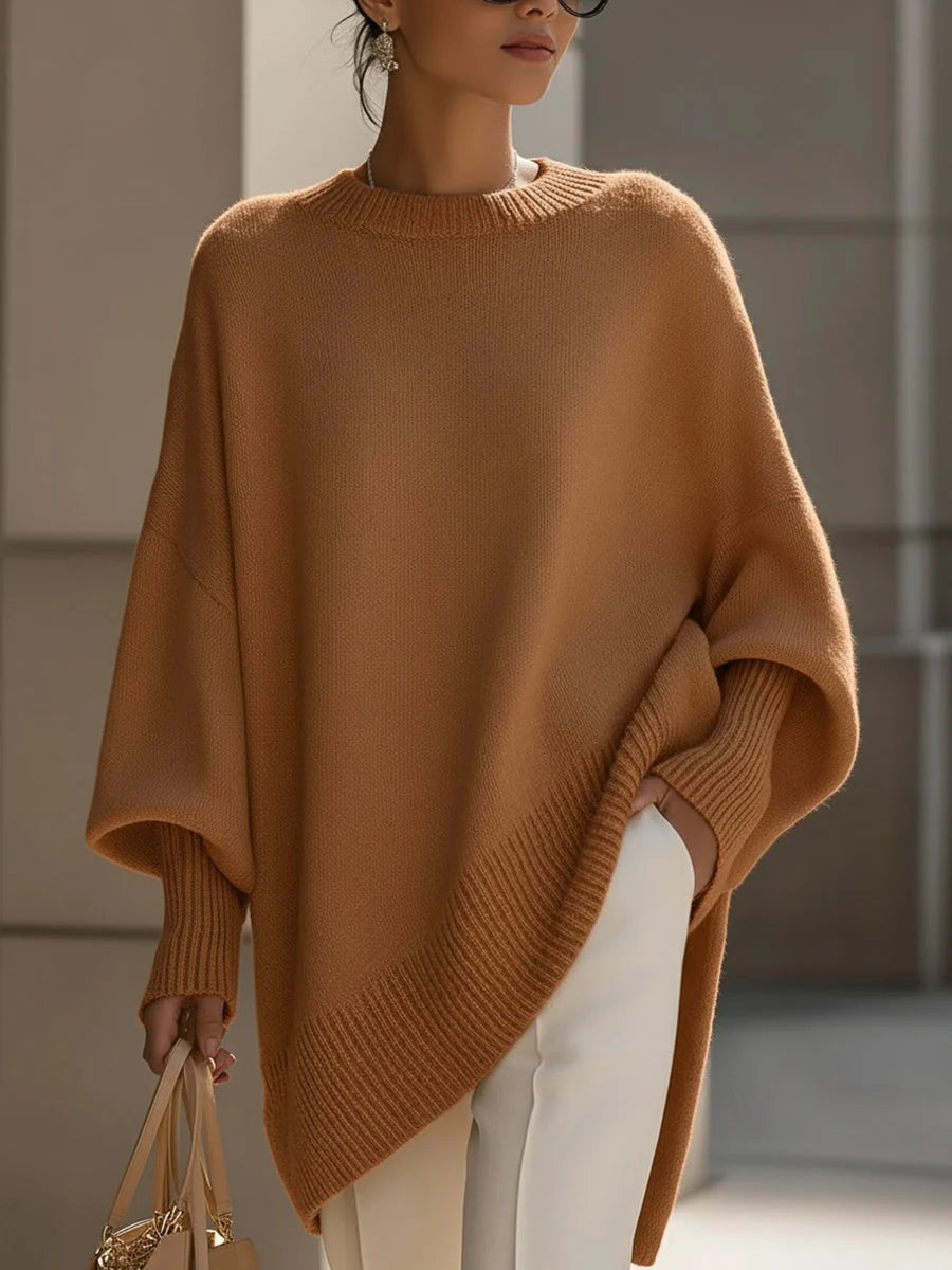 Women's Oversized Jumper | Soft Wool Blend, Asymmetrical Hem, Drop Shoulders 7