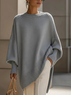Women's Oversized Jumper | Soft Wool Blend, Asymmetrical Hem, Drop Shoulders 8