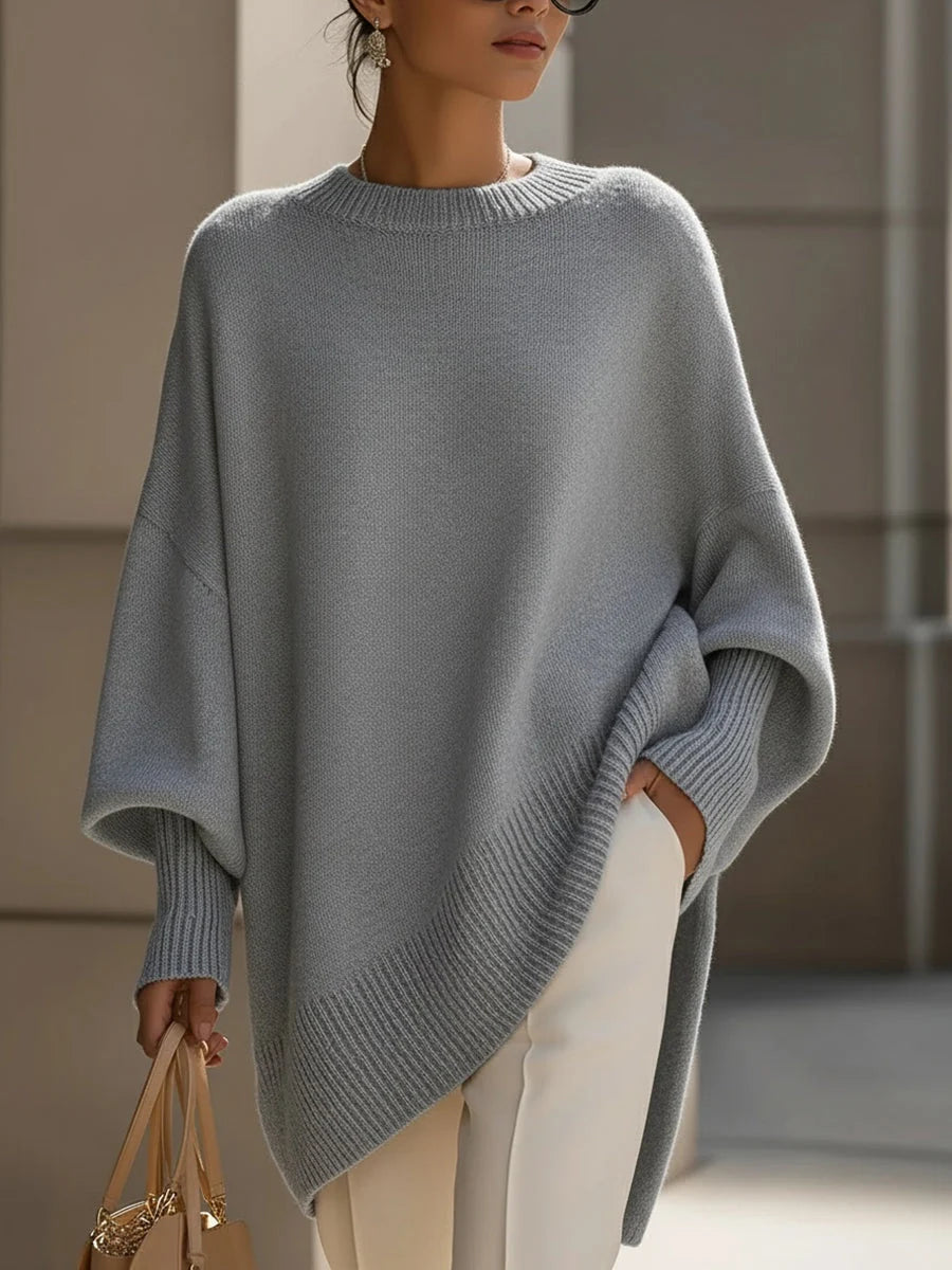 Women's Oversized Jumper | Soft Wool Blend, Asymmetrical Hem, Drop Shoulders 8