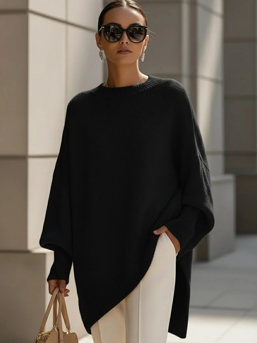 Women's Oversized Jumper | Soft Wool Blend, Asymmetrical Hem, Drop Shoulders 9