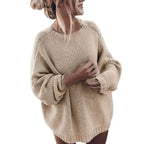 Women's Oversized Sweater | Ribbed Knit, Balloon Sleeves, Crewneck 1