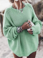 Women's Oversized Sweater | Ribbed Knit, Balloon Sleeves, Crewneck 5