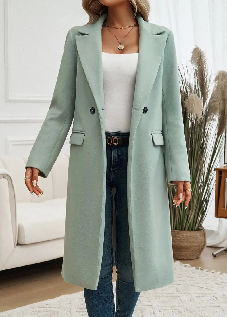 Women's Oversized Trench Coat | Notched Lapel, Self-Tie Belt, Midi Length 1