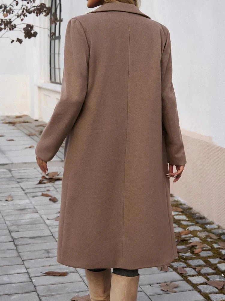 Women's Oversized Trench Coat | Notched Lapel, Self-Tie Belt, Midi Length 2