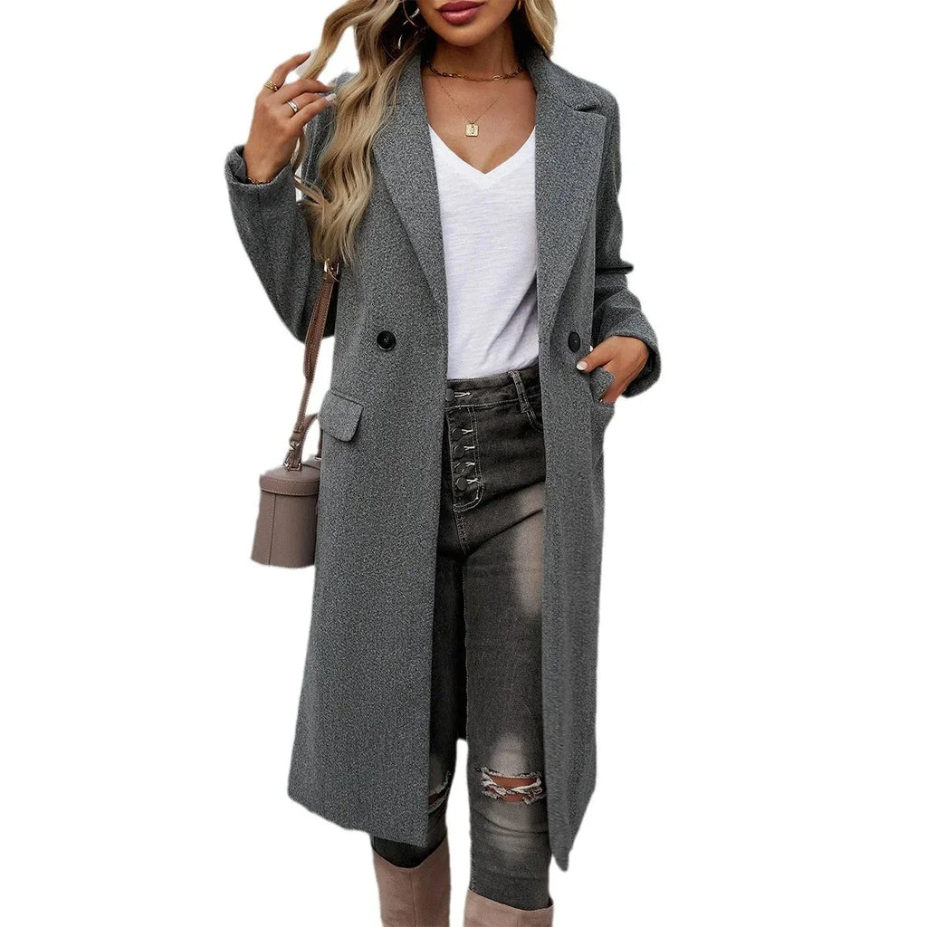 Women's Oversized Trench Coat | Notched Lapel, Self-Tie Belt, Midi Length 3