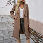 Women's Oversized Trench Coat | Notched Lapel, Self-Tie Belt, Midi Length 5