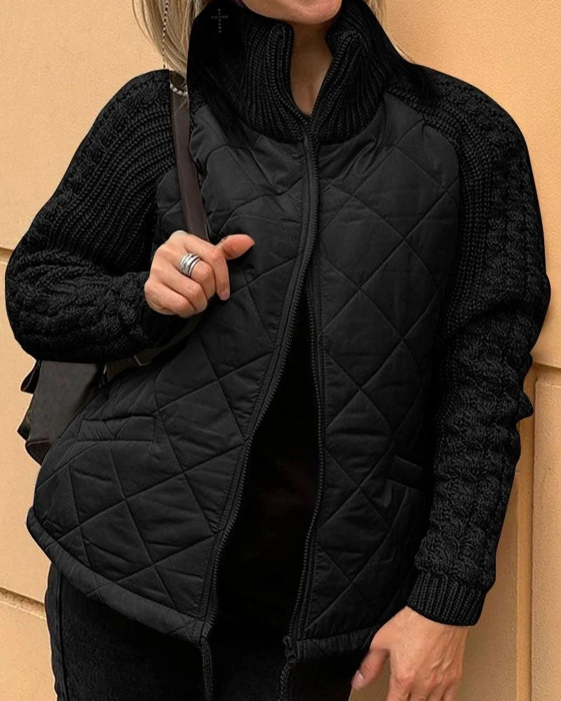 Women's Puffer Jacket | Padded Body, Soft Knitted Sleeves, Warm and Comfortable 1
