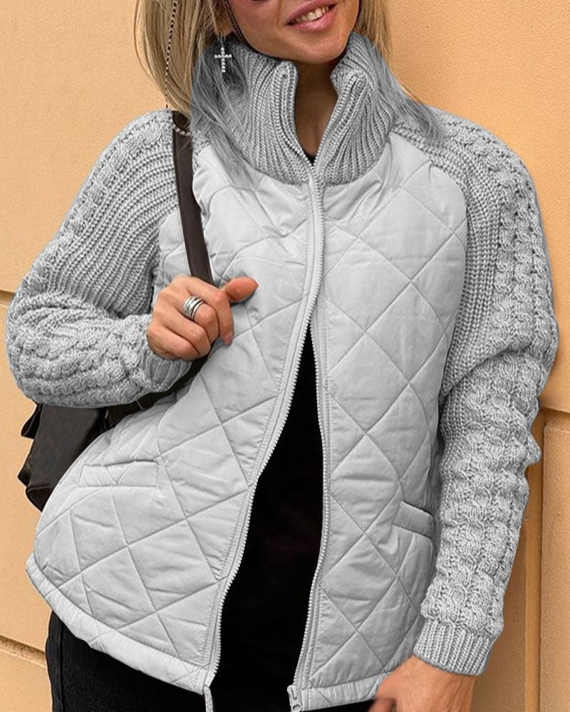 Women's Puffer Jacket | Padded Body, Soft Knitted Sleeves, Warm and Comfortable 3