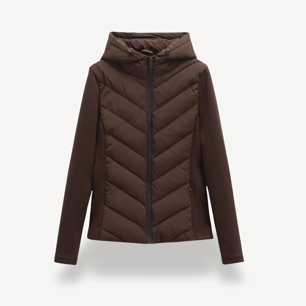 Women's Quilted Jacket | Chevron Stitch, Lightweight, Hooded Layering 1