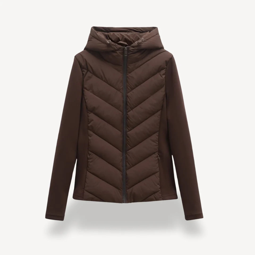 Women's Quilted Jacket | Chevron Stitch, Lightweight, Hooded Layering 1